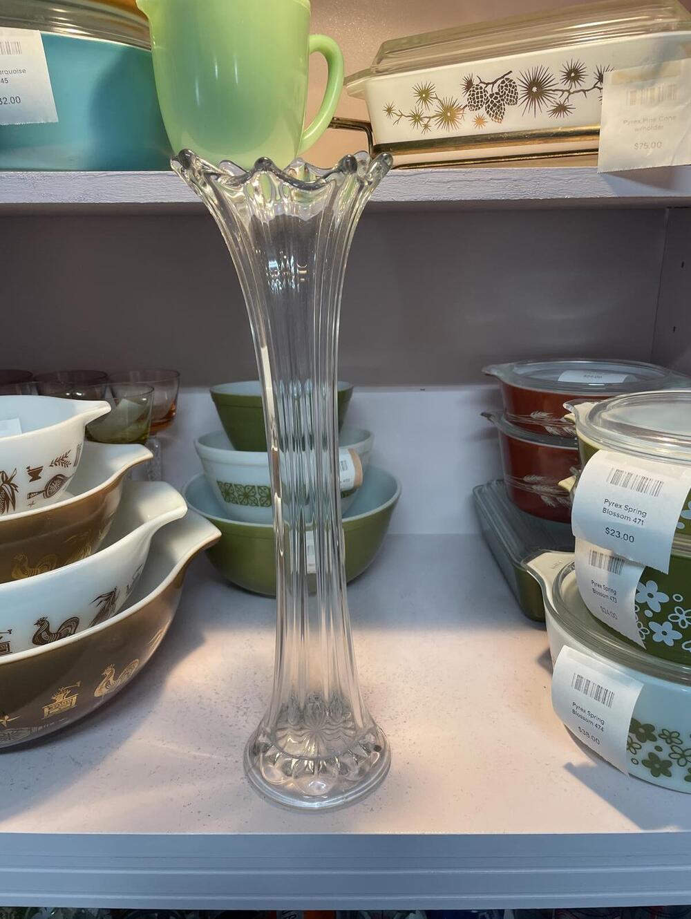 Imperial Glass Clear Swung Vase 15 Inch Vintage Mid Century Art Glass